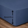 LOVELY HOME Drap housse - 180 x 200 + 25 cm - 100% coton - Bleu