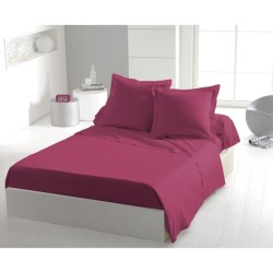 Drap Plat - LOVELY HOME - 100% coton -180 x 290 cm - Fuchsia