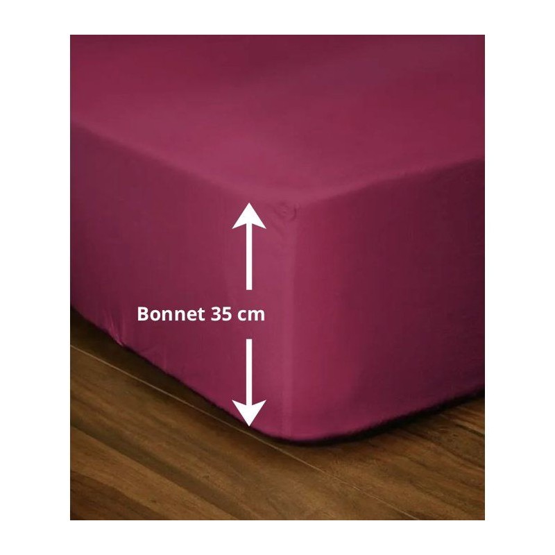 Drap-housse - LOVELY HOME - LH71609 - 140x190+35 cm - Fuchsia