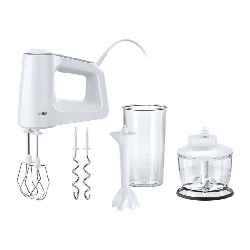 Batteur et mixeur électrique MultiMix 3 - BRAUN - HM3105WH - 500W - 5 vitesse...