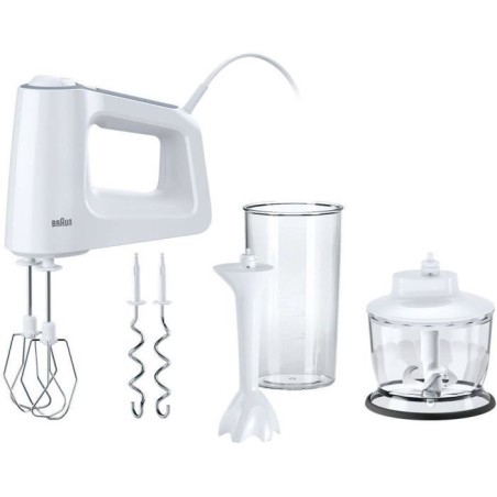 Batteur et mixeur électrique MultiMix 3 - BRAUN - HM3105WH - 500W - 5 vitesse...
