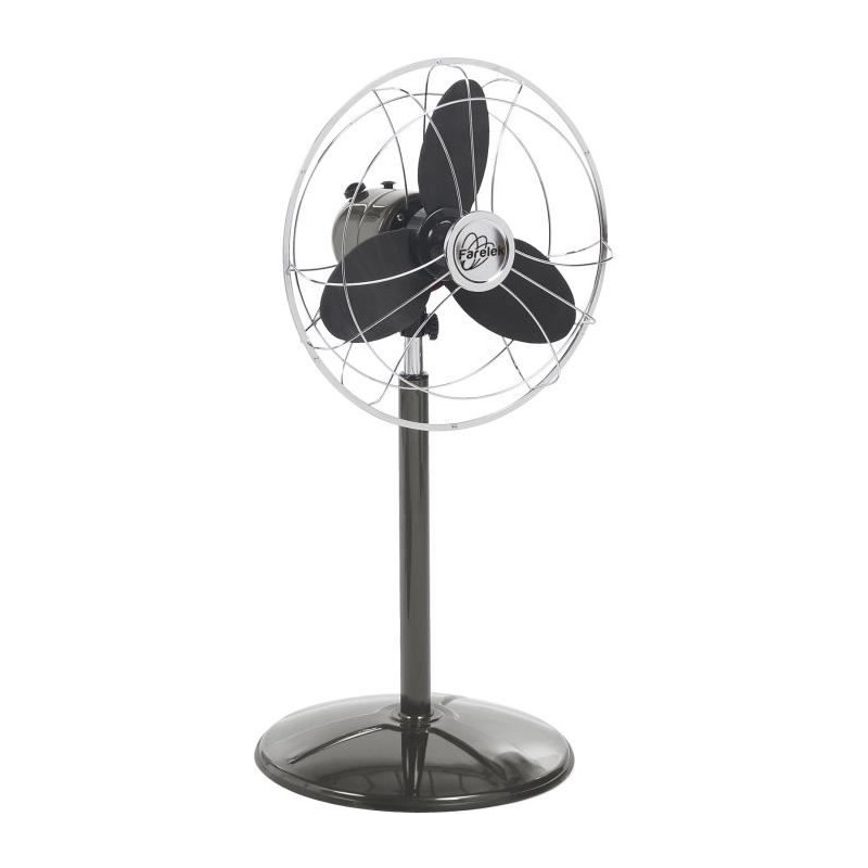 SAGUARO- Ventilateur sur pied Ø40cm 40W rétro indus anthracite et chrome