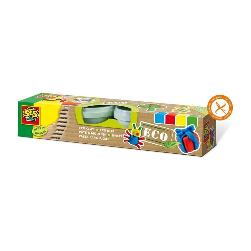 Pâte a modeler écologique SES CREATIVE 24911 - 4x90 g - Multicolore -
