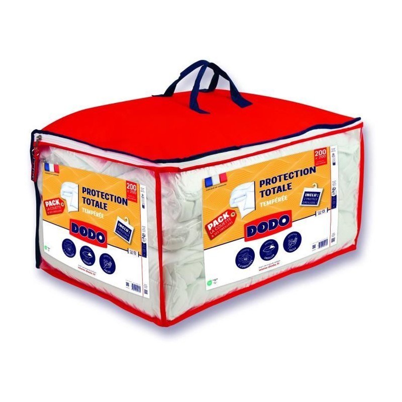 Pack couette 220x240 cm + 2 oreillers 60x60 cm + 2 proteges oreillers 60x60 c...