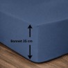 LOVELY HOME Drap housse - 140 x 190 + 35 cm - 100% coton - Bleu