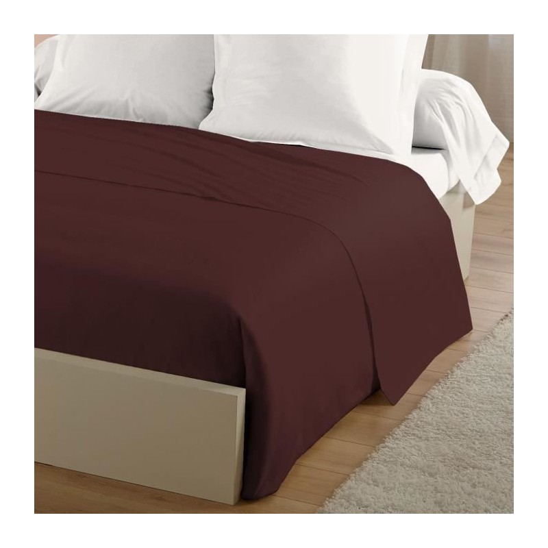 Drap Plat - LOVELY HOME - 100% coton - 180 x 290 cm - Marron