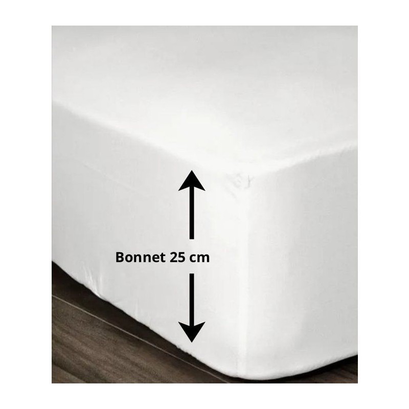 LOVELY HOME Drap Housse 100% coton 180x200x25 cm blanc