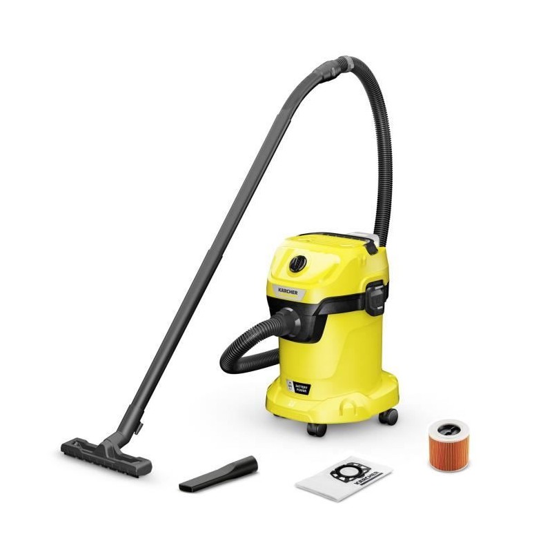 Aspirateur eau et poussieres sans fil KARCHER WD3-18 V-17/20 - Jaune et noir ...