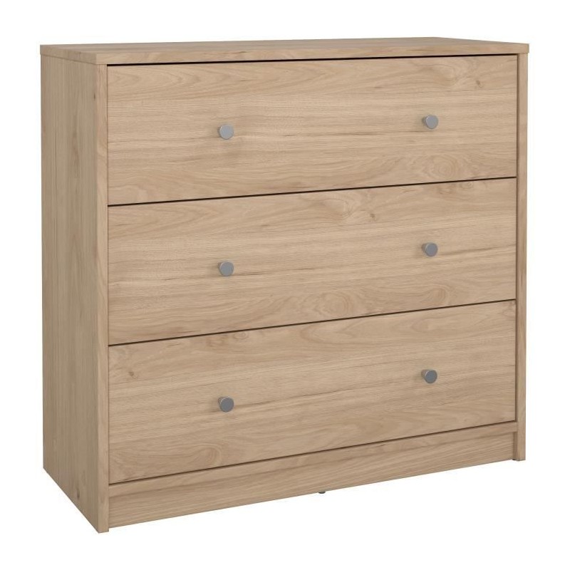 Commode OREGON 3 Tiroirs - Décor chene - L 72 x P 30 x H 68 cm
