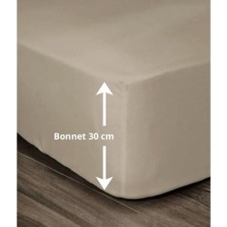 LOVELY HOME Drap Housse 100% coton 140x190x30 cm beige