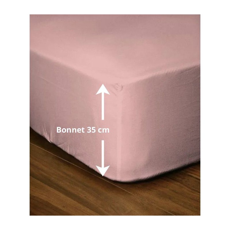 Drap-housse - LOVELY HOME - LH71624 - 160x200+35 cm - Rose