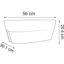 Jardiniere - EDA - Cavaliere OSAKA 19,5 L - 56 x 30,1 x H.20,6 cm - Gris anth...