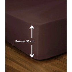 Drap-housse - LOVELY HOME - LH71591 - 180x200+35 cm - Marron