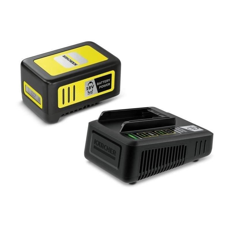 Batterie KARCHER Power 18V/5Ah avec chargeur secteur - Ecran LCD et grips ant...
