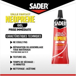 Colle contact néoprene gel extra forte - SADER - Tous matériaux - Prise imméd...