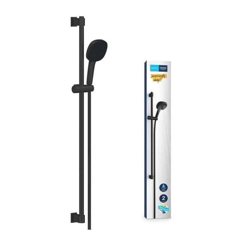 Ensemble de douche avec pommeau 2 jets, barre 90cm et flexible - GROHE Vitali...
