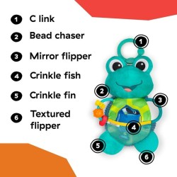 BABY EINSTEIN NEPTUNE Peluche doudou bébé tortue, multisensoriel, cadeau bébé...
