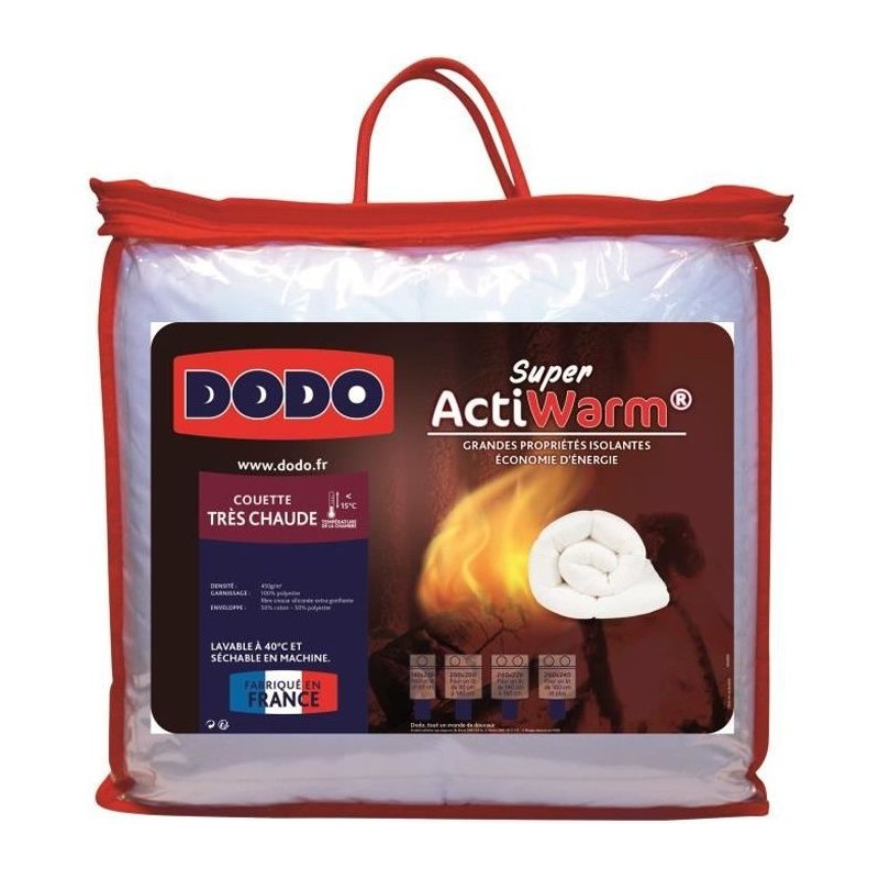 DODO Couette tres chaude 450g/m² SUPER ACTIWARM 240x260 cm blanc