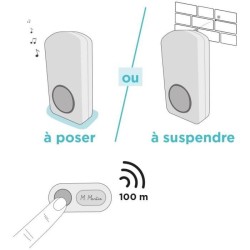 Carillon sans fil - OneBell 100 - SCS SENTINEL - Portée 100m - 15 mélodies - ...