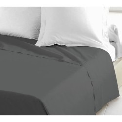 Drap Plat - LOVELY HOME - 100% coton - 240 x 300 cm - Gris Foncé