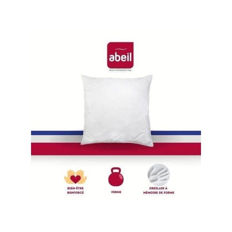 ABEIL Oreiller a mémoire de forme matelassé 60x60 cm blanc