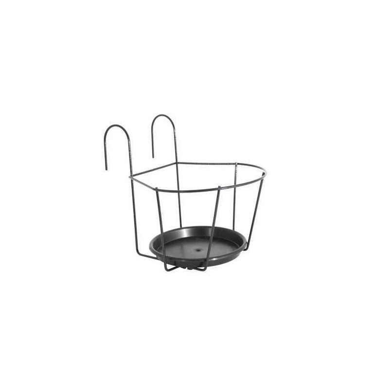 ARTEVASI Porte-Pot pour balcon avec Soucoupe - Gris anthracite - 25 x 25 cm