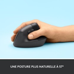 Souris - Sans Fil - Logitech - Lift Ergonomique Verticale - Graphite - Droitier