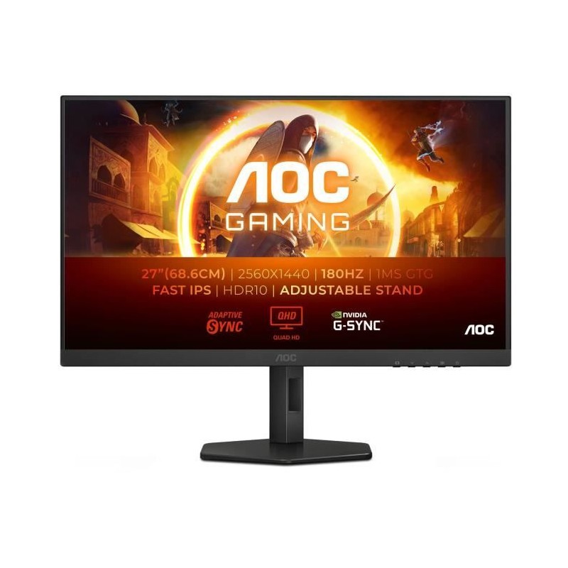 Ecran PC Gamer - AOC - 27 - QHD - 180Hz - Dalle Fast IPS - 1ms - Ajustable en...