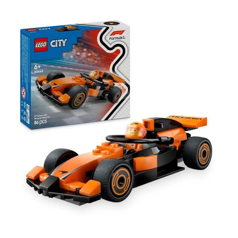 LEGO City 60442 Voiture de course McLaren avec pilote de F1 - Jouet pour garç...