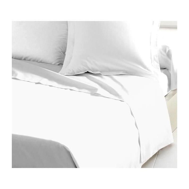 Drap Plat - LOVELY HOME - 100% coton - 240 x 300 cm - Blanc
