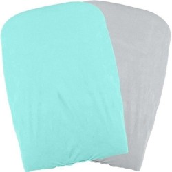 DOMIVA Lot 2 Housses matelas a langer - Polycoton - oeko-Tex - Aqua/Perle - 5...