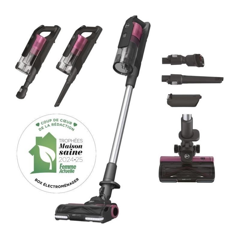 Aspirateur Balai sans fil - HOOVER HF920H - 65 AW - 86 dBA - Ecran LED - Rose...