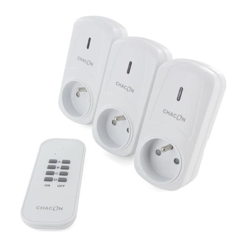 CHACON Set de 3 prises On/Off+ Télécommande 3680 W - FR