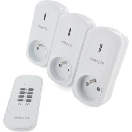 CHACON Set de 3 prises On/Off+ Télécommande 3680 W - FR
