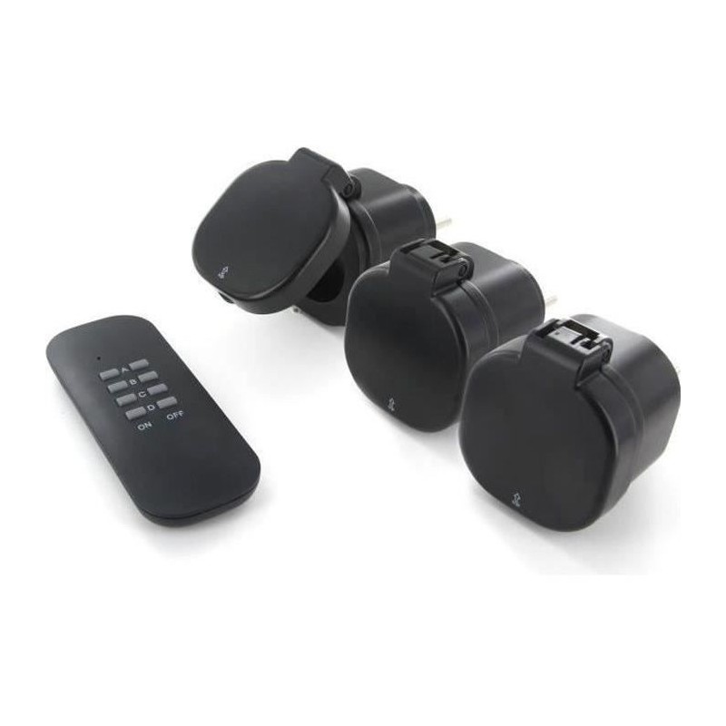 CHACON Set 3 mini prises extérieures On/Off - 2300W - FR + Télécommande