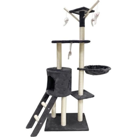 JIPSY Arbre a chat gris foncé 79 x 34 x 138 cm - 3 plateformes, 1 perchoir, ...