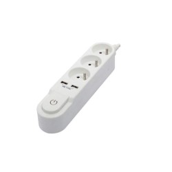 CHACON Bloc multiprise avec interrupteur 3 prises 16 A et 2 sorties USB 2 A, ...