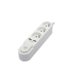 CHACON Bloc multiprise avec interrupteur 3 prises 16 A et 2 sorties USB 2 A, ...