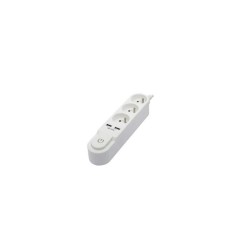 CHACON Bloc multiprise avec interrupteur 3 prises 16 A et 2 sorties USB 2 A, ...