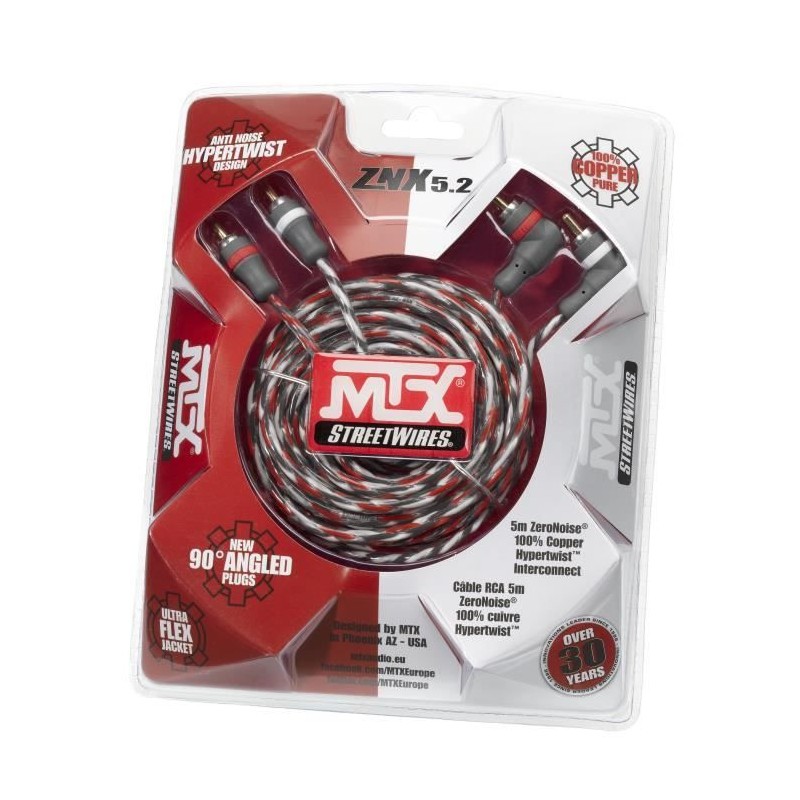 MTX ZNX5.2 Câble RCA  ZeroNoise 5 metres symétrique 100% cuivre 3 blindages