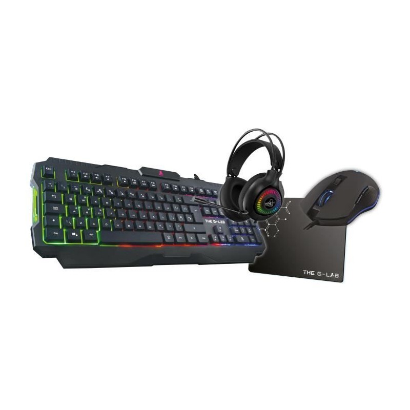 Pack Gamer 4 en 1 - The G-Lab - COMBO ACTINIUM - Souris Filaire - Clavier Fil...