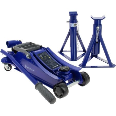 Cric hydraulique rouleur 1,8T + 2 Chandelles 2T - MICHELIN - Ht de levage cri...