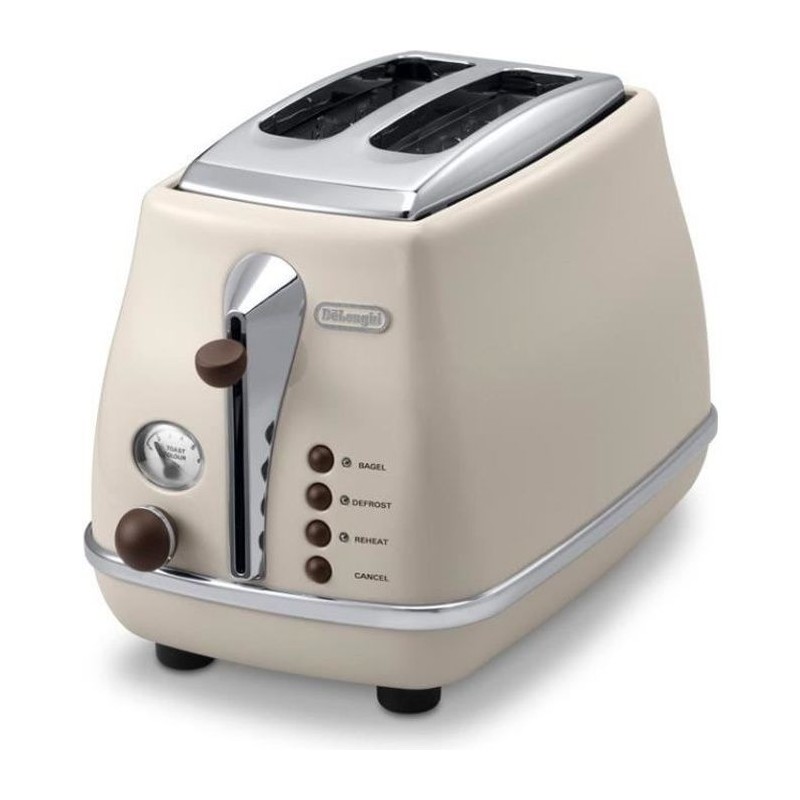 Grille pain - Delonghi - Icona Vintage - 2 tranches - 6 positions - Beige bri...