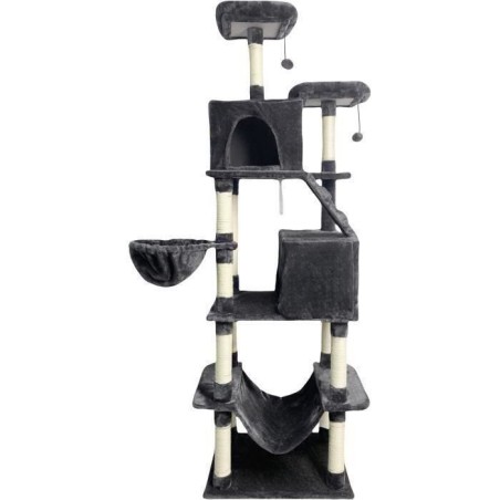 TAYLOR Arbre a chat - 60 x 50 x 206 cm - Gris foncé - 2 plateformes, 1 perch...