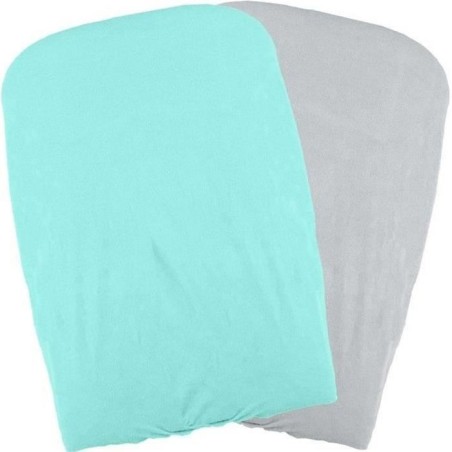 DOMIVA Lot 2 Housses matelas a langer - Polycoton - oeko-Tex - Aqua/Perle - 5...