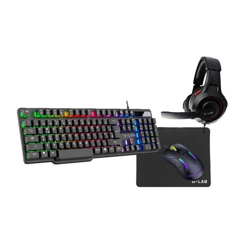 Pack Gamer 4 en 1 - The G-Lab - COMBO SULFUR - Souris filaire - Clavier Filai...