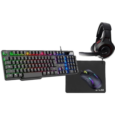 Pack Gamer 4 en 1 - The G-Lab - COMBO SULFUR - Souris filaire - Clavier Filai...