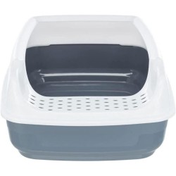Bac a litiere - TRIXIE - Delio - Rebord - Imprimé Gris et blanc - 38 × 20 × 5...