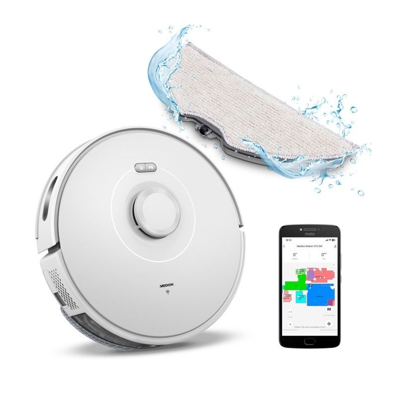 Aspirateur laveur robot X10 SW MEDION MD11782 - 120 min - 2700 Pa - 400 ml - ...