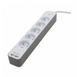 CHACON Bloc multiprise 5 prises 16 A avec 2 ports USB et câble 1,5 m HO5VV-F ...